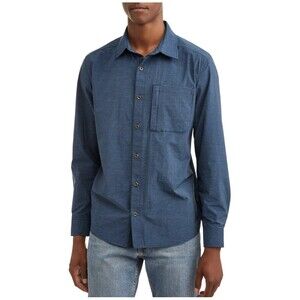 Swiss Tech Blue Casual Long Sleeve Hiking Fishing Button Down Up Shirt Top 3XL